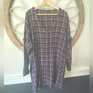 Plaid Madewell cotton button down shirt dress